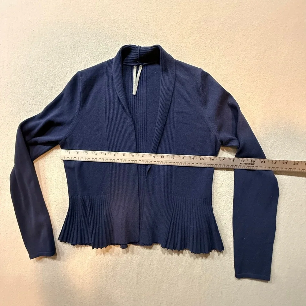 by Anthropologie Navy‎ Peplum Ribbed Open Front Cardigan Sweater Women XS